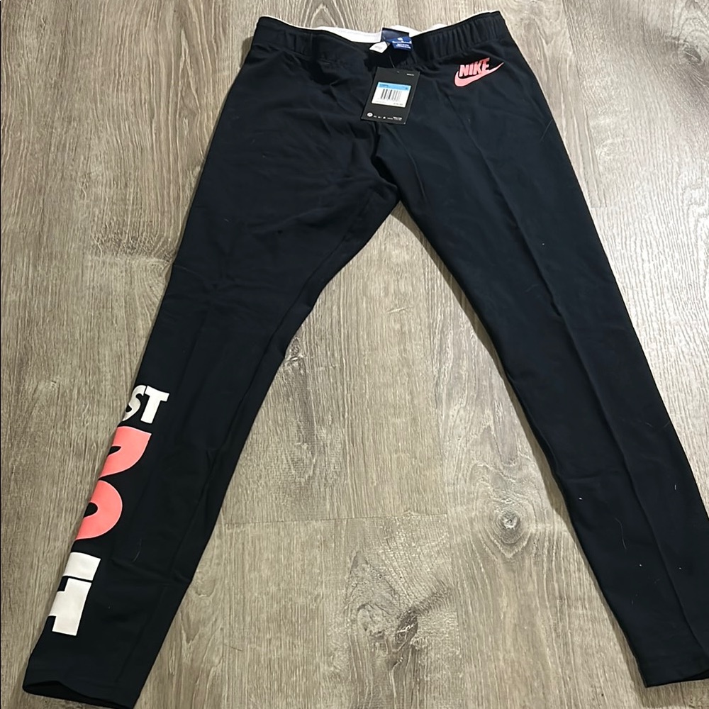 Nike Black Leggings with Pink Logo